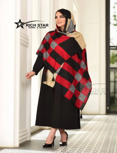 شال نخی بهاره منگوله دار کد 8753
