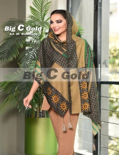 شال نخی پاییزه منگولدار کد 5488