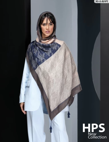 شال نخی ژاکارد منگوله دار عرض 75 کد 6100108669