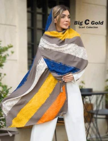 شال نخی ژاکارد منگوله دار 0644