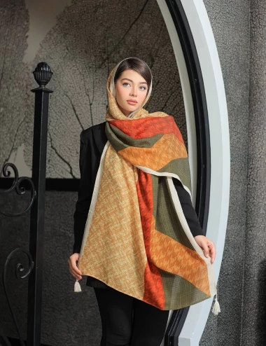 شال نخی پاییزه منگوله دار عرض 75 کد 5895