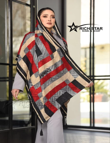 شال نخی منگوله دار عرض 75 کد 8503