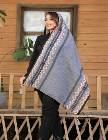 شال نخی پاییزه منگوله دار عرض 75 کد 6093