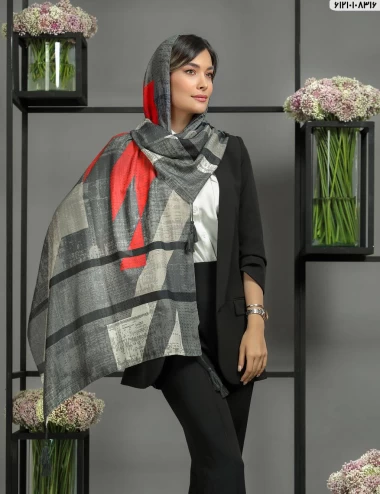 شال نخی سوزنی منگوله دار عرض 75 کد 61210108316