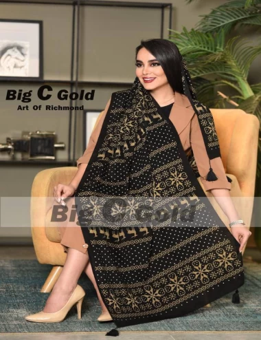 شال نخی پاییزه منگوله دار عرض 75 کد 6638