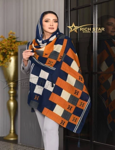 شال نخی منگوله دار عرض 75 کد 8480