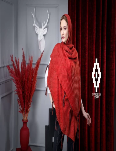 شال نخ پنبه دورو مزونی عرض 75 کد 5756