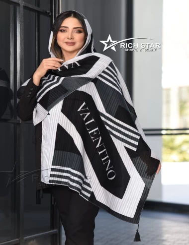 شال نخی بهاره منگوله دار عرض 75 کد 8364
