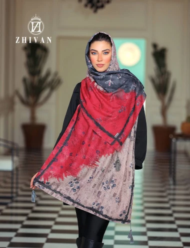شال نخی منگوله دار رنگ سال عرض 75 کد 8410