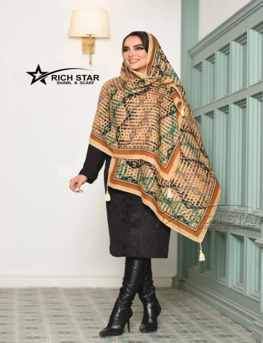 شال نخی پاییزه منگوله دار کد 10378