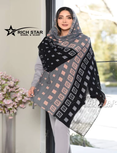شال نخی بهاره منگوله دار عرض 75 کد 8365
