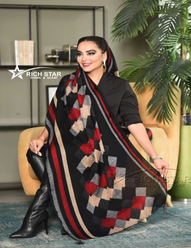 شال نخی پاییزه منگوله دار عرض 75 کد 5862