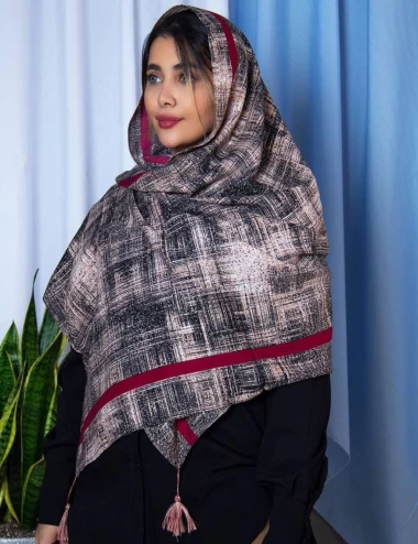 شال نخی منگوله دار عرض 75 کد 6569