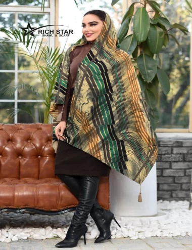 شال نخی پاییزه منگوله دار عرض 75 کد 6152