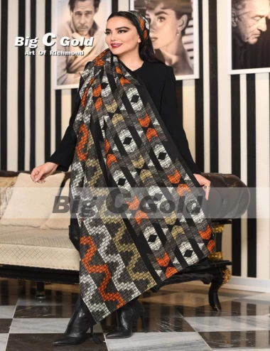 شال نخی پاییزه منگوله دار عرض 75 کد 6304