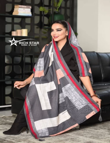شال نخی پاییزه منگولدار کد5500