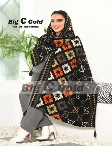 شال نخی پاییزه منگوله دار عرض 75 کد 6303