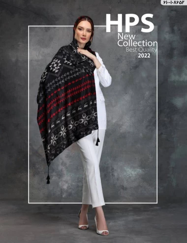شال نخی ژاکارد منگوله دار عرض 75 کد 6100108652