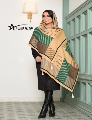 شال نخی پاییزه منگوله دار کد 10375