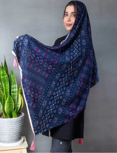 شال نخی منگوله دار عرض 75 کد 8266
