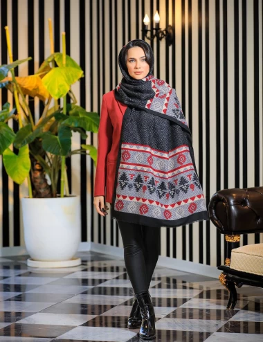 شال موهر ریشه پرزی عرض 70 کد 6324