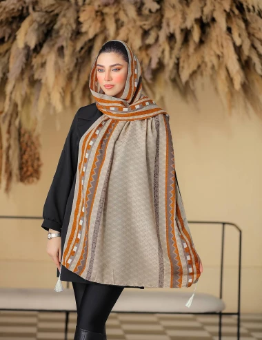 شال نخی منگوله دار عرض 75 کد 8429