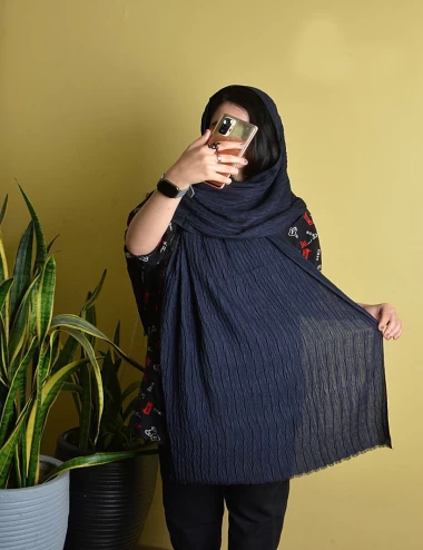 شال پلیسه نخی پاییزه عرض 75 کد 5958