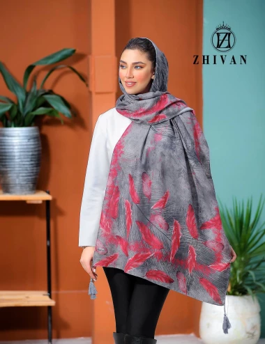 شال نخی منگوله دار رنگ سال عرض 75 کد 8410