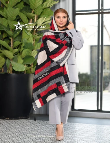 شال نخی منگوله دار عرض 75 کد 8503