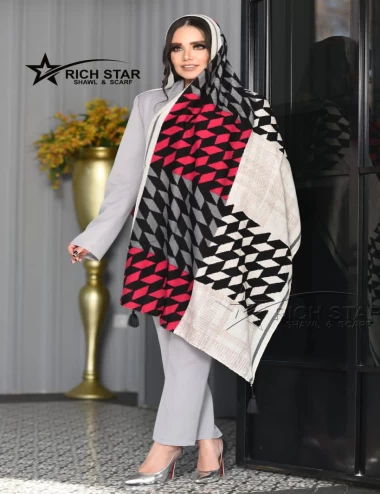 شال نخی منگوله دار عرض 75 کد 8271
