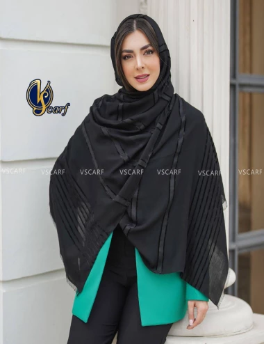 شال مشکی پارلا عرض 75 کد 8525