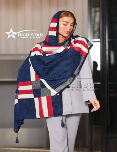 شال نخی منگوله دار عرض 75 کد 8472