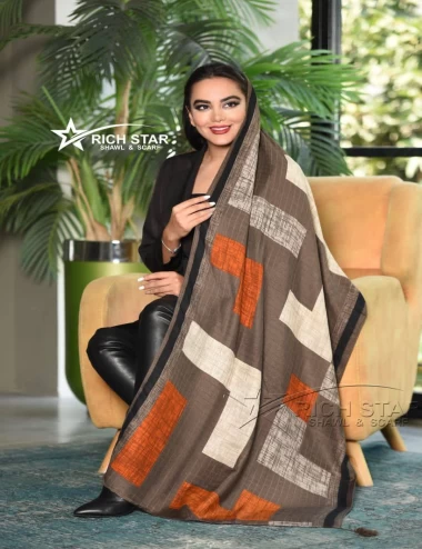شال نخی پاییزه منگولدار کد5500