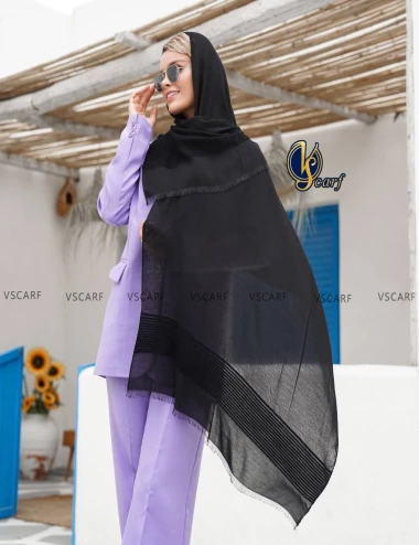 شال مشکی پارلا عرض 75 کد 8525