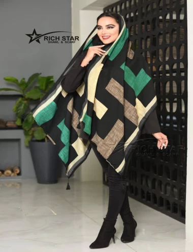 شال نخی پاییزه منگولدار کد5500