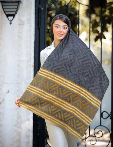 شال موهر ریشه پرزی عرض 75 کد 6220