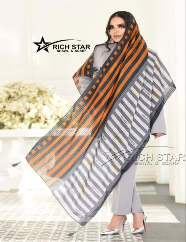 شال نخی منگوله دار عرض 75 کد 8292