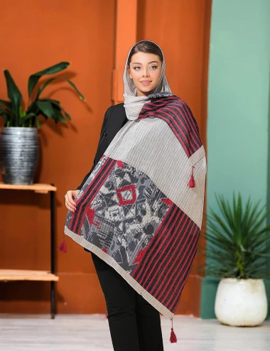 شال نخی منگوله دار کد 8757