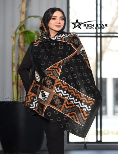 شال نخی بهاره منگوله دار عرض 75 کد 8366