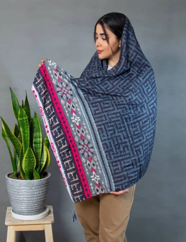 شال نخی منگوله دار عرض 75 کد 8541