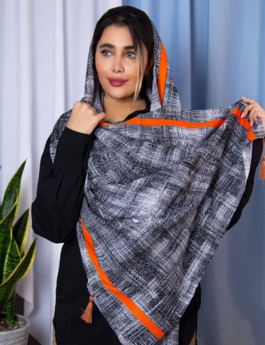 شال نخی منگوله دار عرض 75 کد 6569