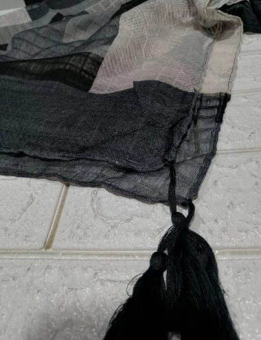 شال نخی ژاکارد منگوله دار کد 6100108325