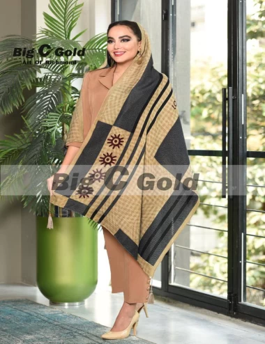 شال نخی پاییزه منگولدار کد 5488