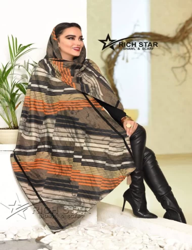 شال نخی پاییزه منگوله دار عرض 75 کد 6152