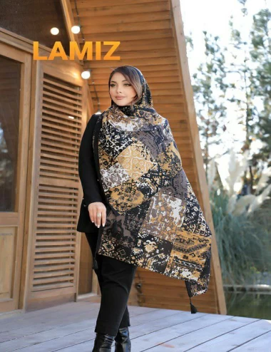 شال نخی پاییزه منگوله دار عرض 75 کد 6095
