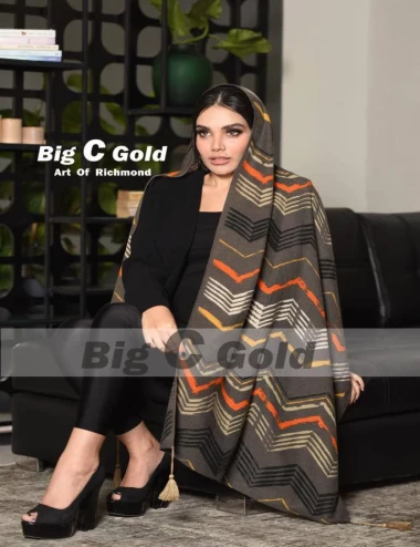 شال موهر پاییزه منگوله دار عرض 75 کد 6718