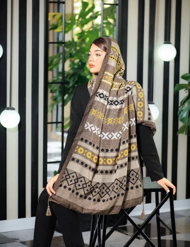 شال نخی پاییزه منگوله دار عرض 75 کد 5957