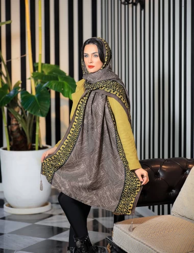 شال نخی پاییزه منگوله دار عرض 75 کد 6394
