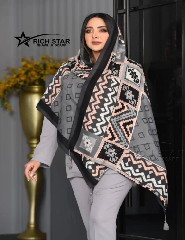 شال نخی بهاره منگوله دار عرض 75 کد 8366