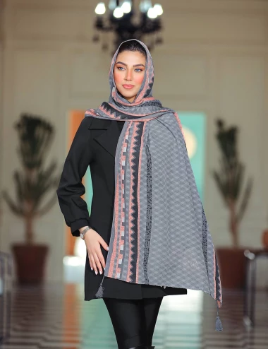 شال نخی منگوله دار عرض 75 کد 8429